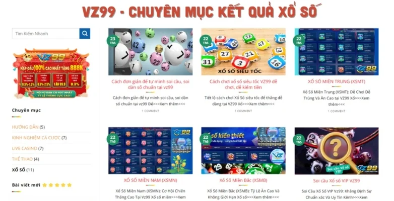 Trực Tiếp Kết Quả Xổ Số (KQXS) - Săn Số Chiến Thắng Tại VZ99 Vz99 - Chuyên mục Kết quả xổ số