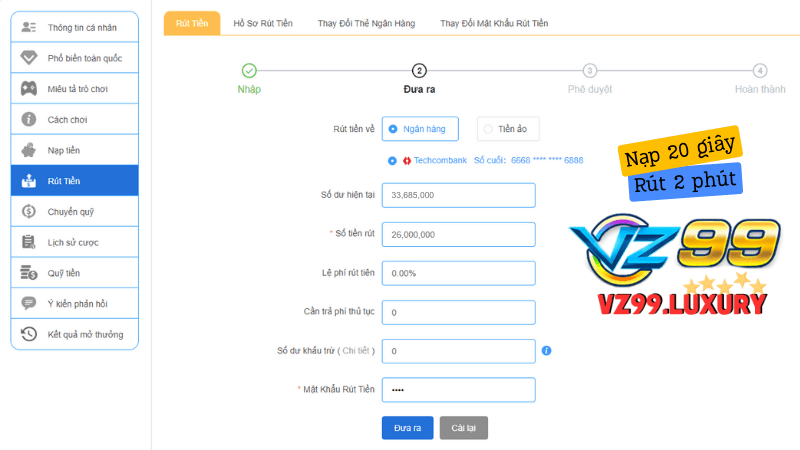 HD Rút tiền từ Tài khoản Game Online dễ dàng tại Vz99 Nguyên nhân khiến anh em không thể rút tiền VZ99