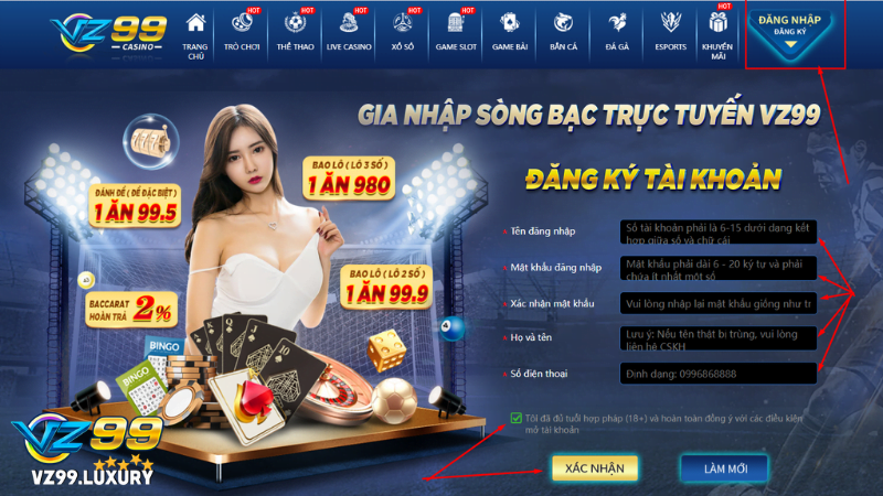 Cách Đăng Ký Tài Khoản Cá Cược Chính Chủ Tại VZ99 VZ99 - Các bước đăng ký VZ99 đơn giản và nhiều KM